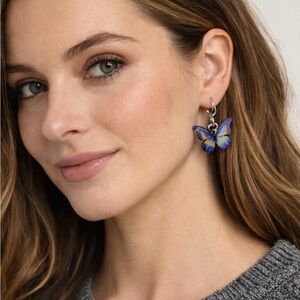 Elegant lightweight Blue Butterfly Earrings